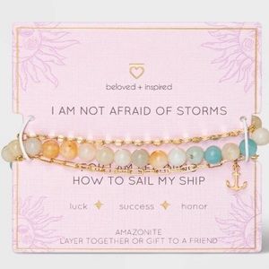 Beloved+Inspired Amazonite Trio Stretch Bracelet “ I am not afraid of the storm”